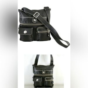 ROOTS 73 BLACK PRINCE Pebbled Leather Crossbody Shoulder Venetian Village Bag!